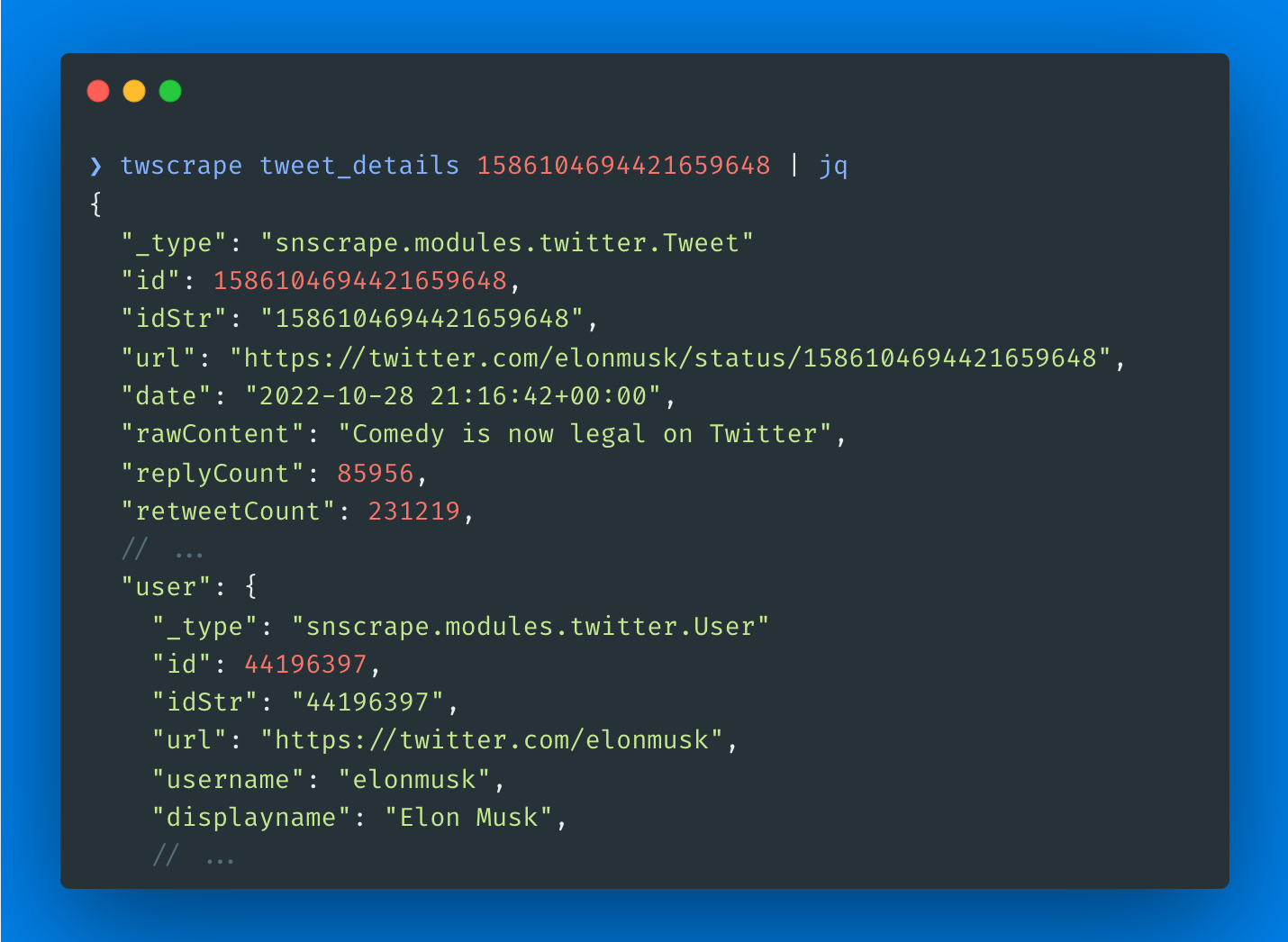 example of cli usage